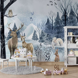 MinimalisticDecor.com-Snow Animals - Kids Room Wallpaper Mural