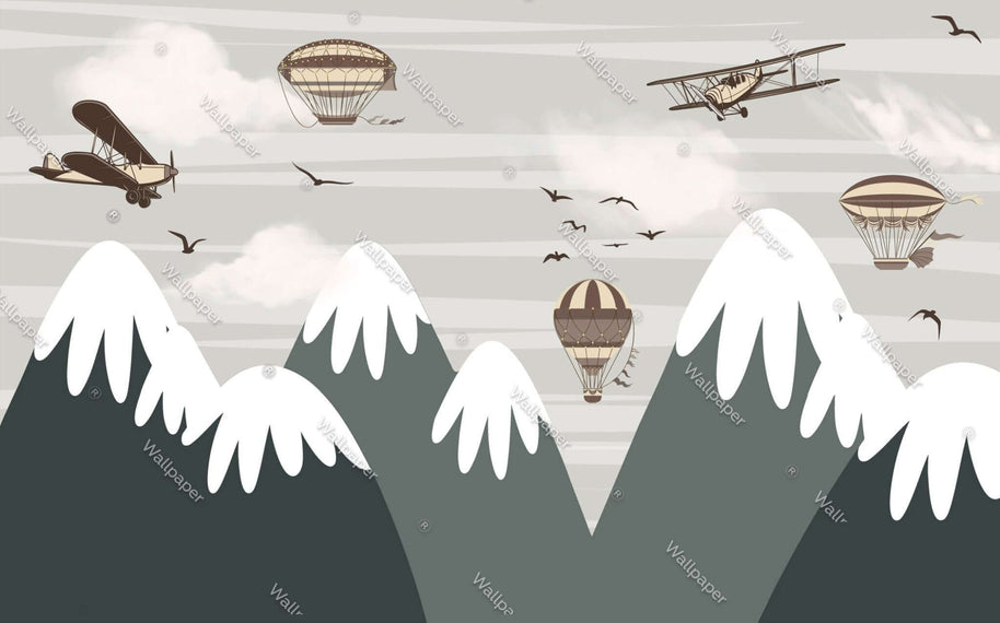 MinimalisticDecor.com-Snow Peaks Kids Room Wallpaper Mural - Transform Your Space