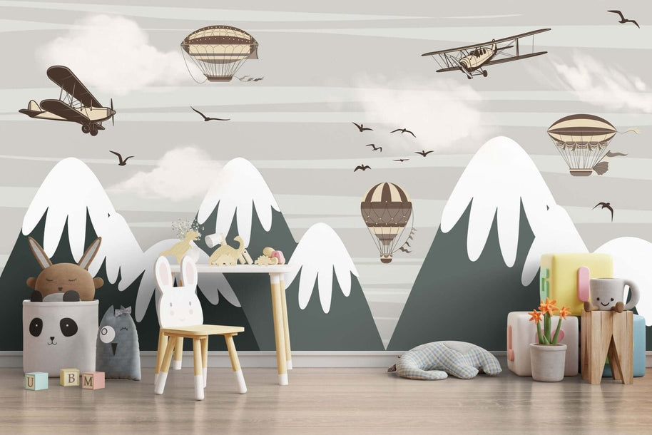 MinimalisticDecor.com-Snow Peaks Kids Room Wallpaper Mural - Transform Your Space