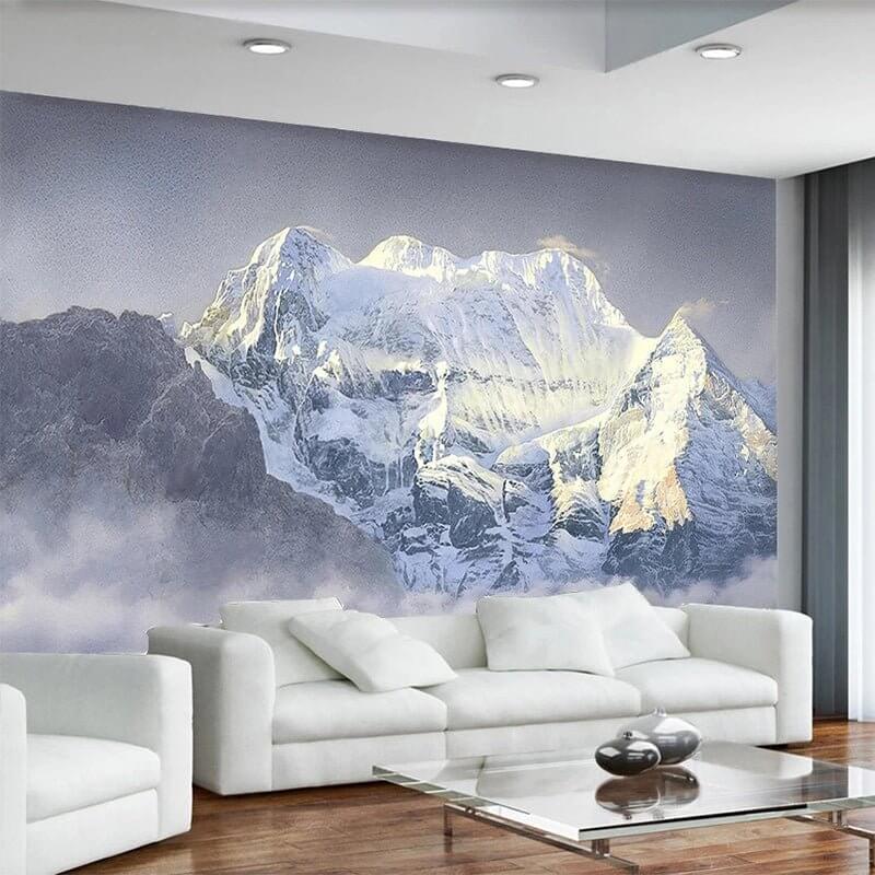 MinimalisticDecor.com-Snowy Alps Wallpaper: Captivating Scenery for All Seasons
