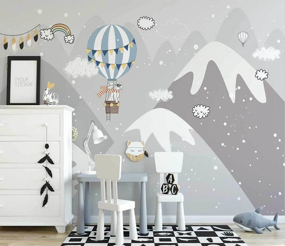 MinimalisticDecor.com-Snowy Peaks & Balloon Skies - Adventure-Inspired Wallpaper
