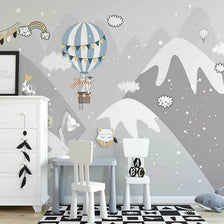 MinimalisticDecor.com-Snowy Peaks & Balloon Skies - Adventure-Inspired Wallpaper