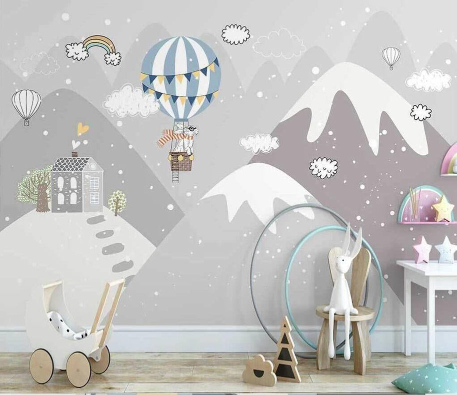 MinimalisticDecor.com-Snowy Peaks & Balloon Skies - Adventure-Inspired Wallpaper