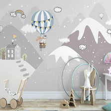 MinimalisticDecor.com-Snowy Peaks & Balloon Skies - Adventure-Inspired Wallpaper