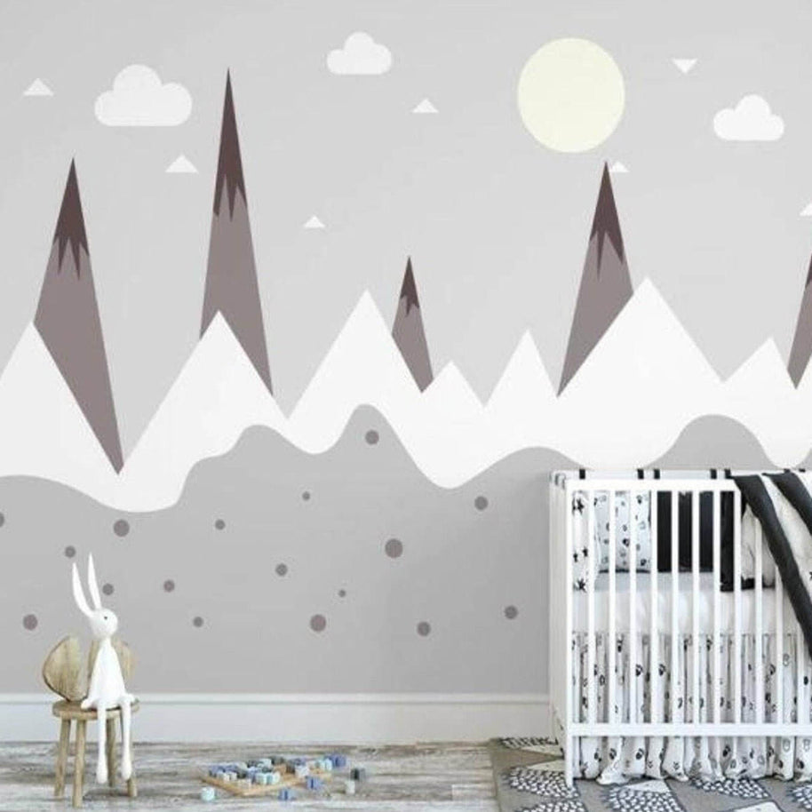 MinimalisticDecor.com-Snowy Peaks Serenity Baby Room Wallpaper