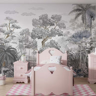 MinimalisticDecor.com-Sophisticated Monochrome Jungle Mural Wallpaper