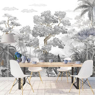 MinimalisticDecor.com-Sophisticated Monochrome Jungle Mural Wallpaper