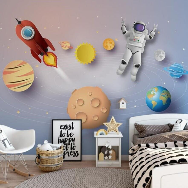 MinimalisticDecor.com-Space Adventure Astronaut Kids Room Wallpaper