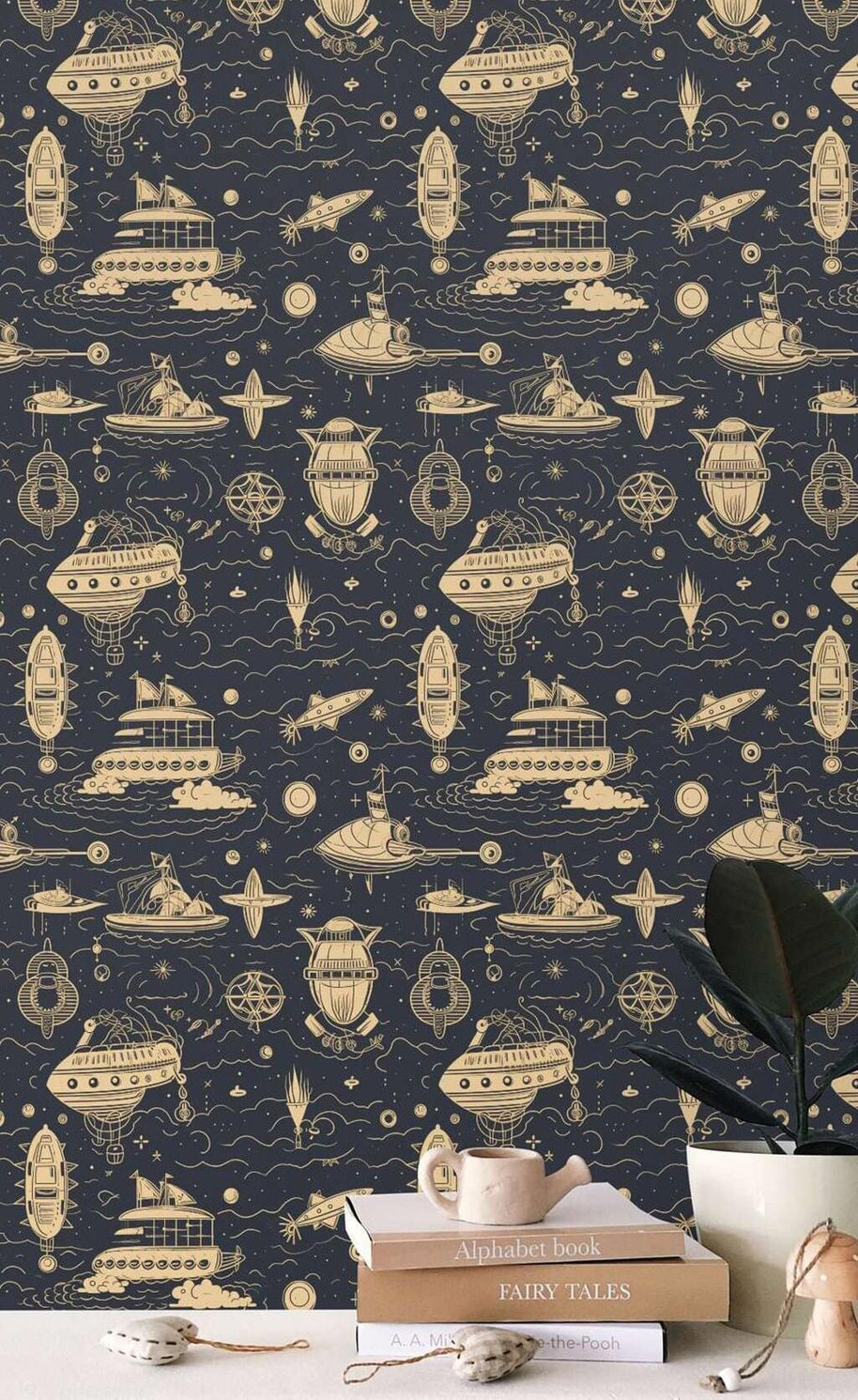 MinimalisticDecor.com-Spaceships Wallpaper Mural for Kids Room
