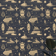 MinimalisticDecor.com-Spaceships Wallpaper Mural for Kids Room