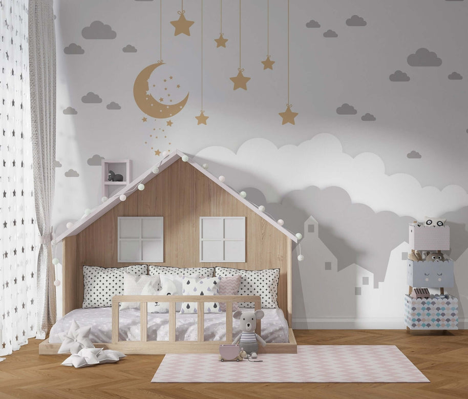 MinimalisticDecor.com-Sparkling Stars - Kids Room Wallpaper Mural