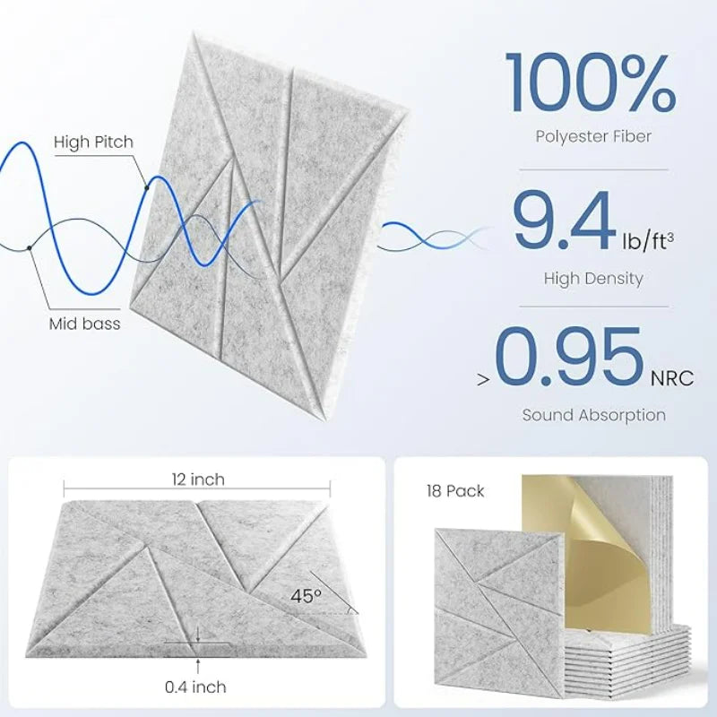MinimalisticDecor.com-Square Hexagon Linear Acoustic Panels – Soundproof Wall Tiles 12x12in