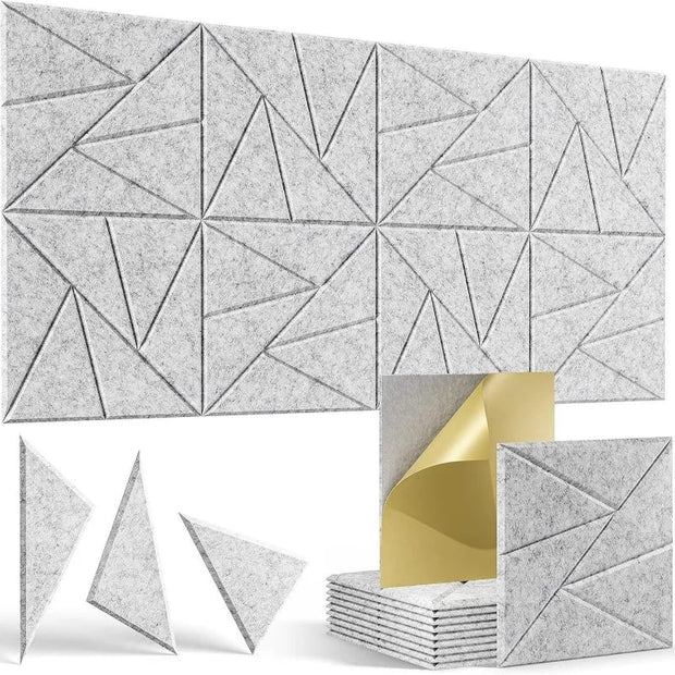 MinimalisticDecor.com-Square Hexagon Linear Acoustic Panels – Soundproof Wall Tiles 12x12in