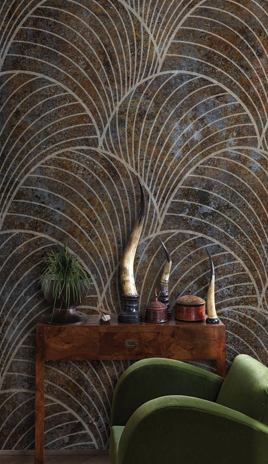MinimalisticDecor.com-Stone Carve Petals Wallpaper Mural