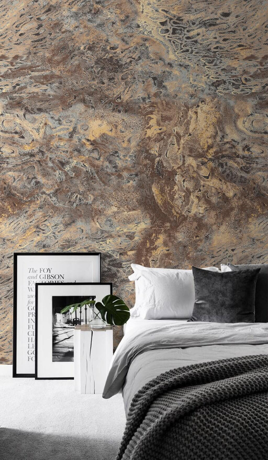 MinimalisticDecor.com-Stone Effect Luxe Wallpaper Mural