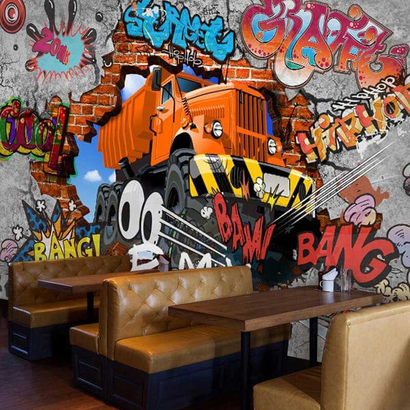 MinimalisticDecor.com-Street Racing Adventure 3D Graffiti Wallpaper