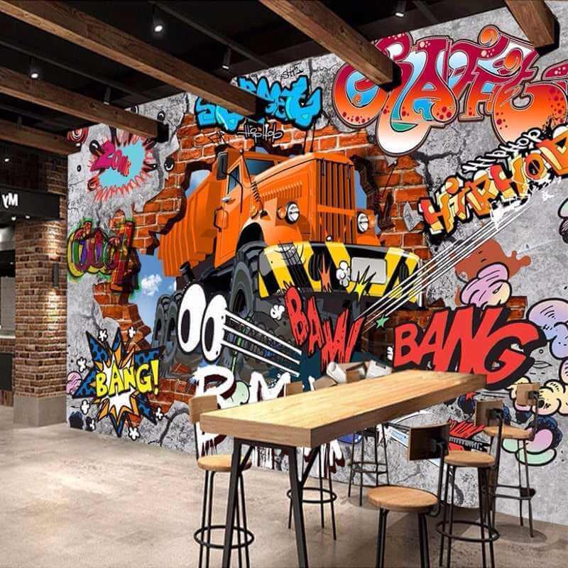 MinimalisticDecor.com-Street Racing Adventure 3D Graffiti Wallpaper