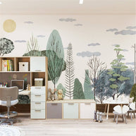 MinimalisticDecor.com-Sunlit Forest Serenity Wallpaper - Transform Your Space