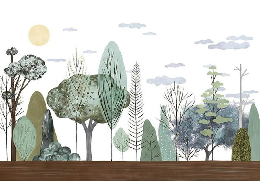 MinimalisticDecor.com-Sunlit Forest Serenity Wallpaper - Transform Your Space
