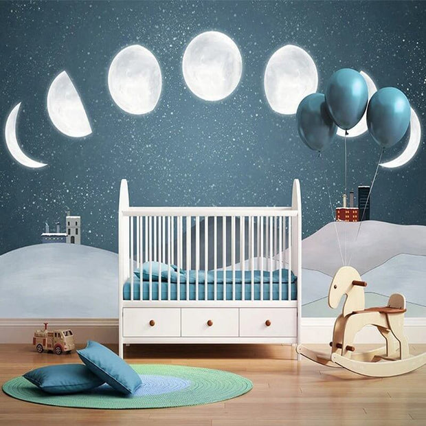 MinimalisticDecor.com-Sunrise to Sunset: Moon Timings Nursery Wallpaper