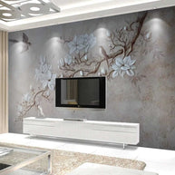 MinimalisticDecor.com-Tree Branch with White Flowers Wallpaper - Nature Prints