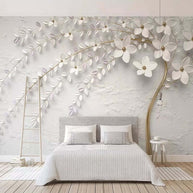 MinimalisticDecor.com-Tree with White Flowers Scenery Wallpaper for Home Wall Decor