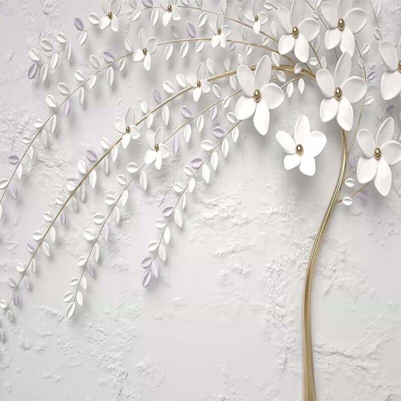 MinimalisticDecor.com-Tree with White Flowers Scenery Wallpaper for Home Wall Decor