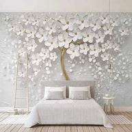 MinimalisticDecor.com-Tree with White Flowers Wallpaper - Stunning Nature Wall Art