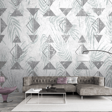 MinimalisticDecor.com-Triangular Pattern Leaves Wallpaper Murals