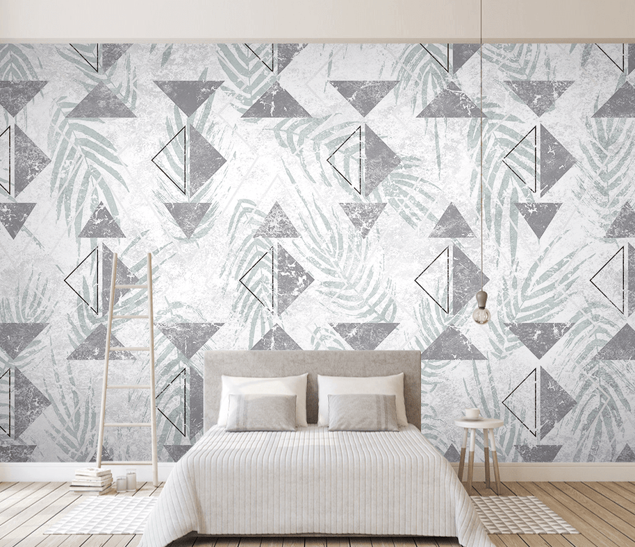 MinimalisticDecor.com-Triangular Pattern Leaves Wallpaper Murals