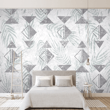 MinimalisticDecor.com-Triangular Pattern Leaves Wallpaper Murals