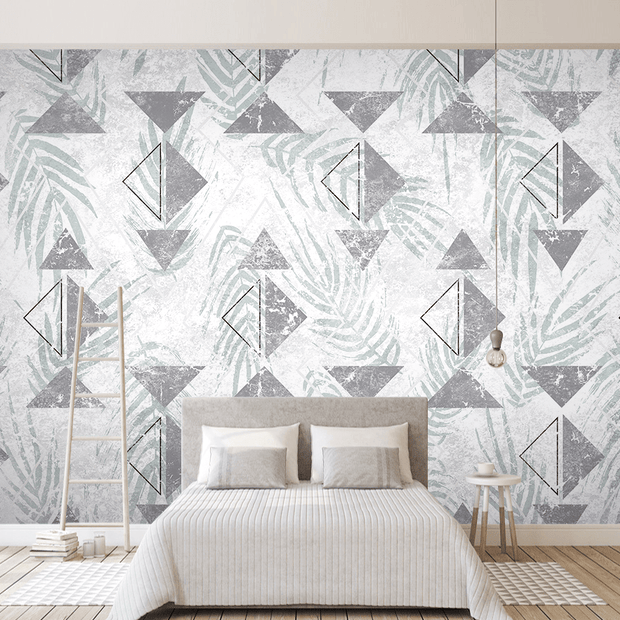MinimalisticDecor.com-Triangular Pattern Leaves Wallpaper Murals