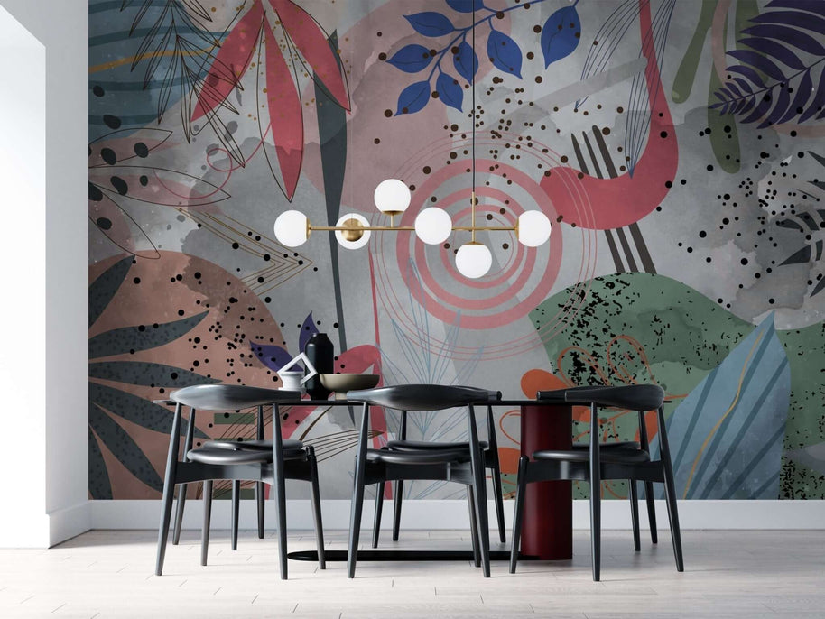 MinimalisticDecor.com-Tropical Abstract Theme Living Room Wallpaper Mural