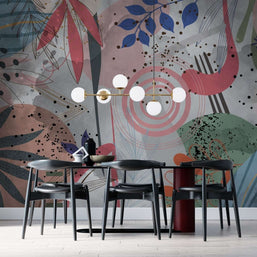 MinimalisticDecor.com-Tropical Abstract Theme Living Room Wallpaper Mural