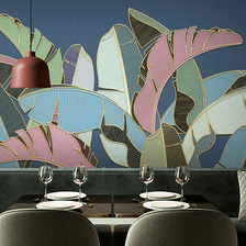 MinimalisticDecor.com-Tropical Coloured Leafs Wallpaper Murals