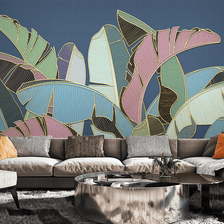 MinimalisticDecor.com-Tropical Coloured Leafs Wallpaper Murals