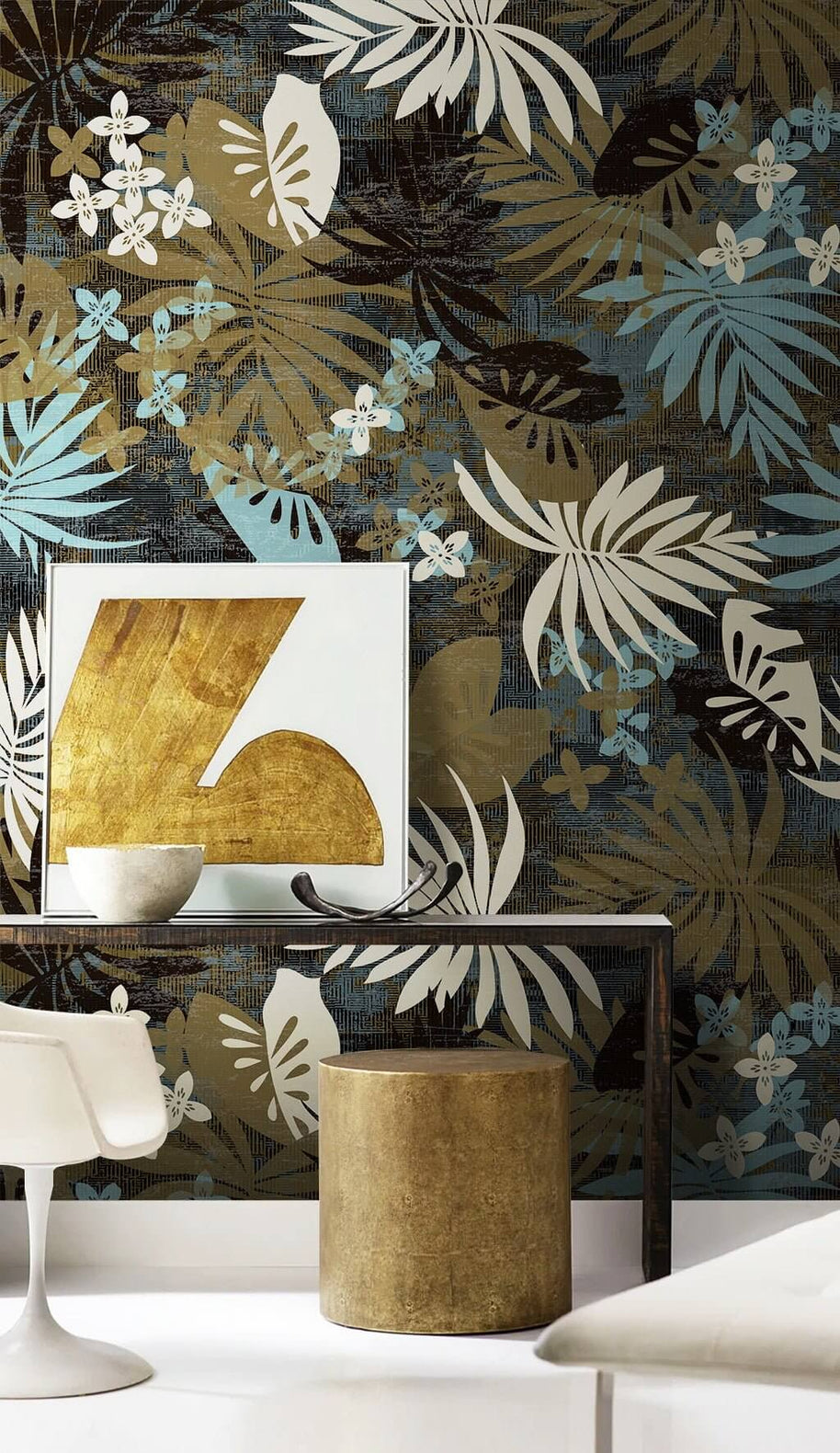 MinimalisticDecor.com-Tropical Floral Nights Wallpaper Mural