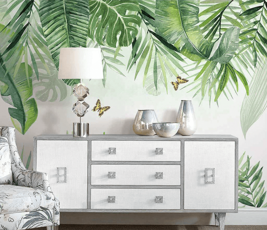 MinimalisticDecor.com-Tropical Forest Leaves Wallpaper Murals