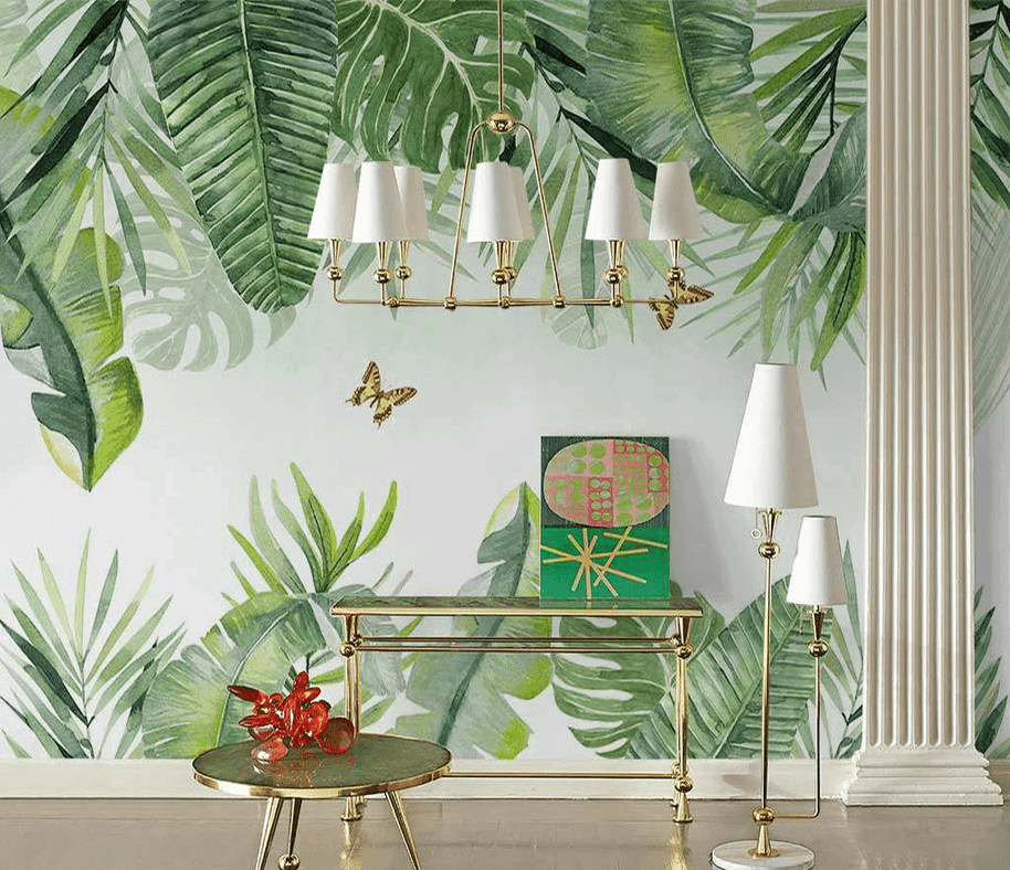 MinimalisticDecor.com-Tropical Forest Leaves Wallpaper Murals