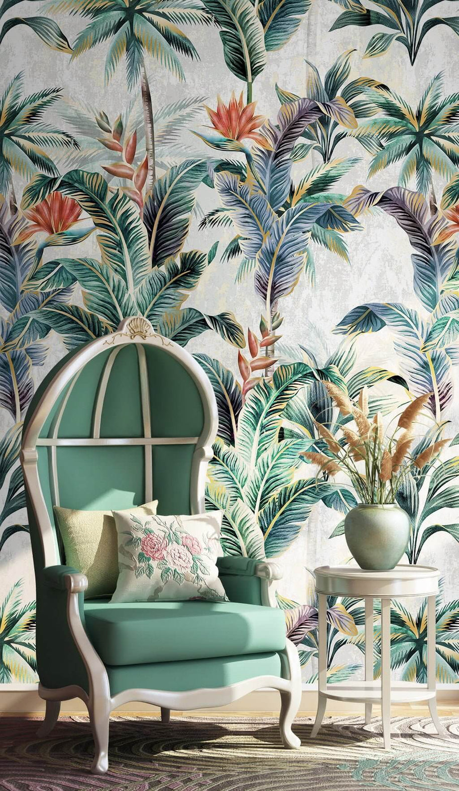 MinimalisticDecor.com-Tropical Green Trees Wallpaper Mural
