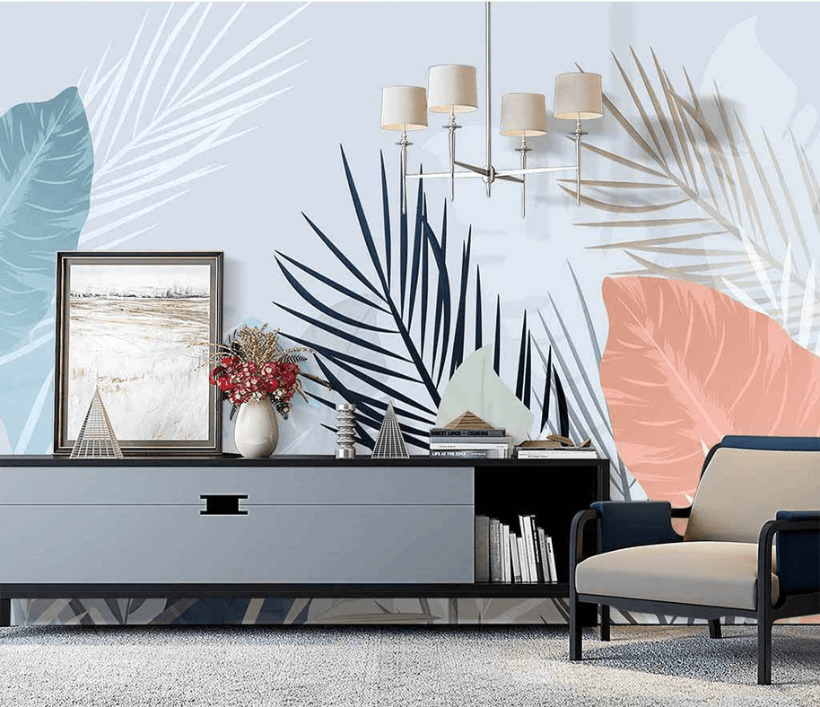 MinimalisticDecor.com-Tropical Leafs Wallpaper Murals - Vibrant Nature Designs