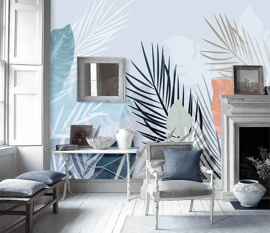 MinimalisticDecor.com-Tropical Leafs Wallpaper Murals - Vibrant Nature Designs