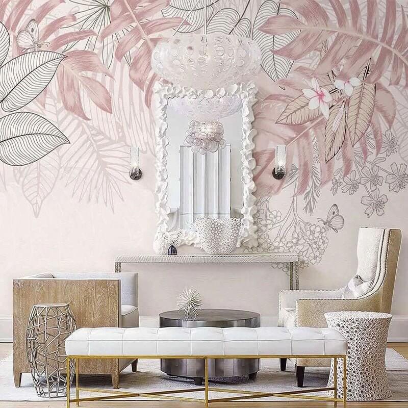 MinimalisticDecor.com-Tropical Plants Leaves Wallpaper: Vibrant Interiors