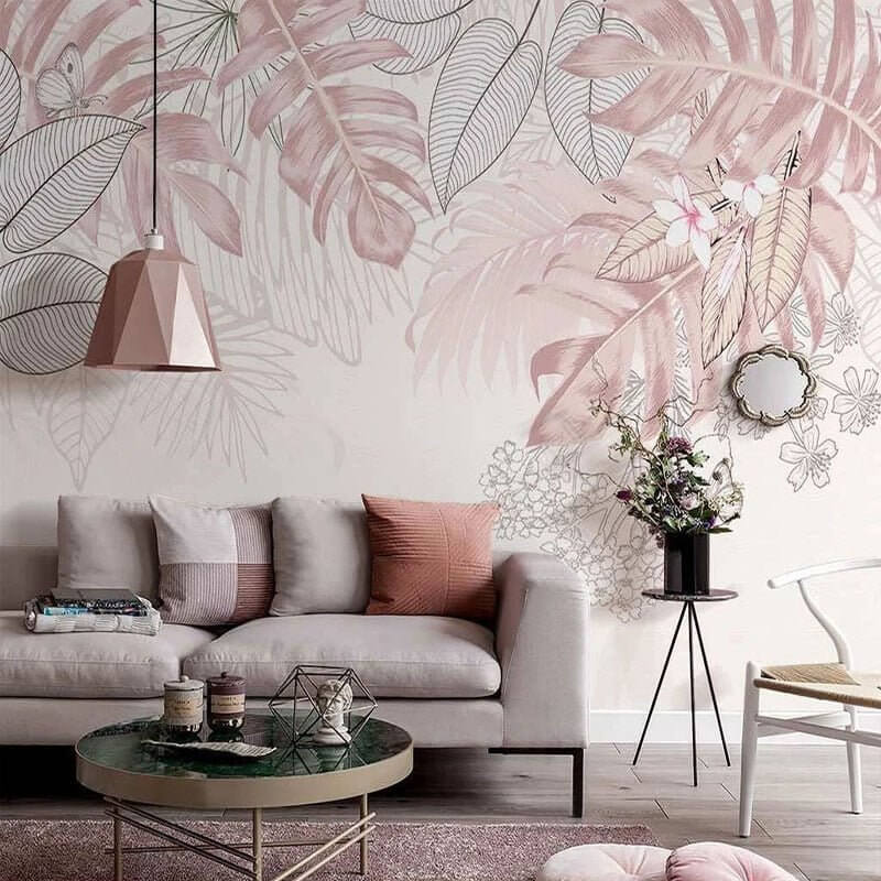 MinimalisticDecor.com-Tropical Plants Leaves Wallpaper: Vibrant Interiors