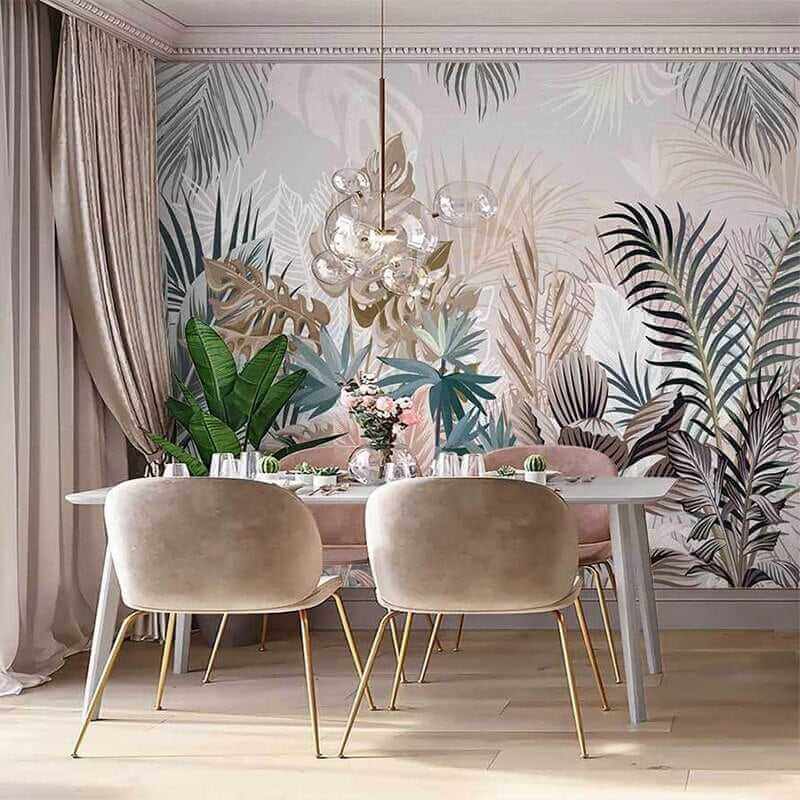 MinimalisticDecor.com-Tropical Plants Rainforest Leaves Wallpaper Mural