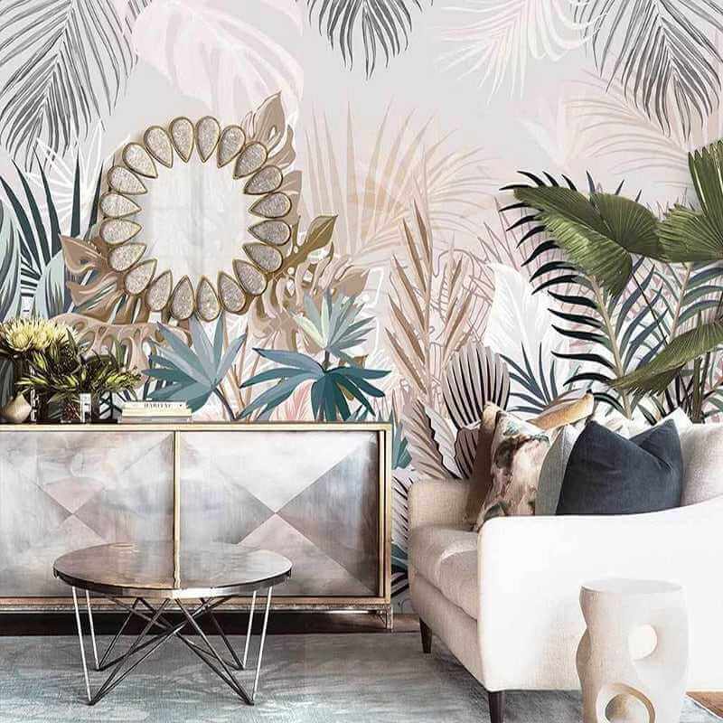 MinimalisticDecor.com-Tropical Plants Rainforest Leaves Wallpaper Mural