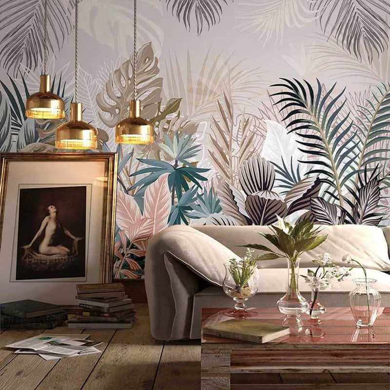 MinimalisticDecor.com-Tropical Plants Rainforest Leaves Wallpaper Mural