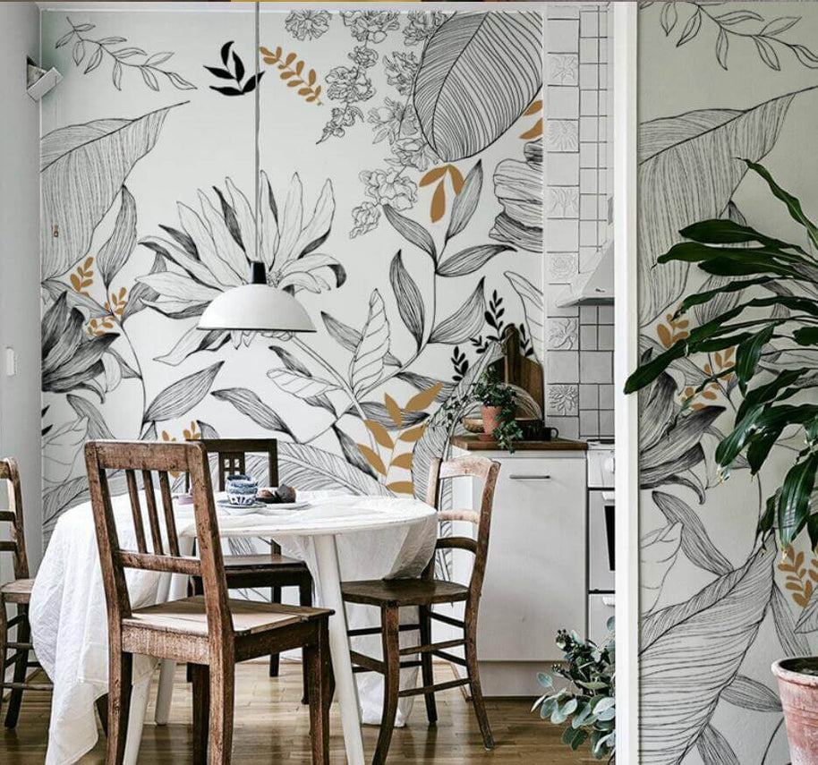 MinimalisticDecor.com-Tropical Rainforest Plants Wallpaper for Home Wall Decor
