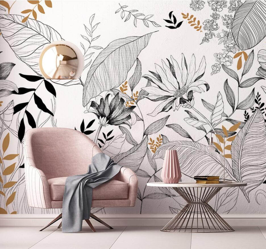 MinimalisticDecor.com-Tropical Rainforest Plants Wallpaper for Home Wall Decor