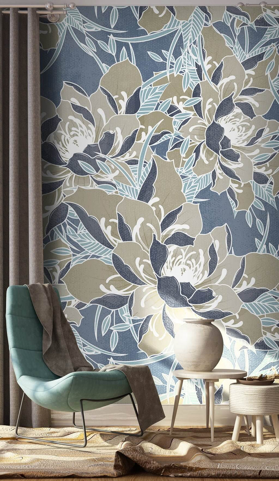 MinimalisticDecor.com-Tropical Roses Wallpaper Mural